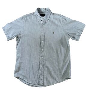 Ralph Lauren Men's Denim Button Down Shirt Size Large Light Blue Short Sleeves